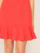 Zipper Back Ruffle Hem Fitted Dress
