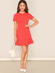 Zipper Back Ruffle Hem Fitted Dress