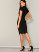 Laser Cut Scallop High Neck Dress