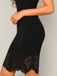 Laser Cut Scallop High Neck Dress