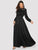 Lace Yoke Ribbon Tie Satin Maxi Dress
