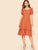 Puff Sleeve Covered Button Detail Frill Dress