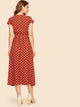  70s Self Tie Polka-dot Midi Dress