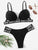 Letter Tape Underwire Top With Cut-out Bikini Set