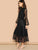Scallop Mock Neck Sheer Balloon Sleeve Lace Dress