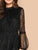 Scallop Mock Neck Sheer Balloon Sleeve Lace Dress