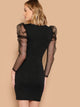 Mesh Gigot Sleeve Bodycon Dress