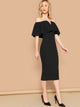 Off Shoulder Solid Bodycon Dress
