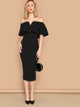 Off Shoulder Solid Bodycon Dress