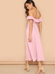 Flounce Foldover Off Shoulder Button Front Dress