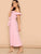 Flounce Foldover Off Shoulder Button Front Dress