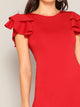 Layered Ruffle Sleeve Crisscross Back Pencil Dress