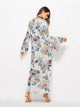 Floral Lace-up Plunge Split Maxi Dress