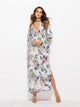 Floral Lace-up Plunge Split Maxi Dress