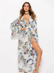 Floral Lace-up Plunge Split Maxi Dress