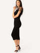 Striped Mesh Yoke Pencil Dress