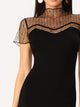 Striped Mesh Yoke Pencil Dress