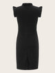 70s Mock-neck Frill Armhole Bodycon Dress