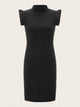 70s Mock-neck Frill Armhole Bodycon Dress