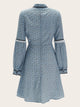  80s Tie Neck Frill Yoke Ditsy Floral Dress