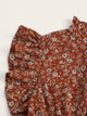 Frill Trim Shirred Waist Tiered Ditsy Dress