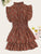 Frill Trim Shirred Waist Tiered Ditsy Dress