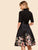 50s Ribbon Tie Floral Print Flare Dress