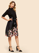 50s Ribbon Tie Floral Print Flare Dress