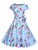 50s Palm Tree And Floral Print Belted Dress