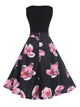 50s Floral Print Zip Back Dress