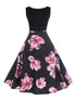50s Floral Print Zip Back Dress