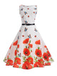 50s Floral Print Belted Dress