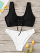 Lace-up Scoop Neck Top With Panty Bikini