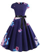 50s Floral Print Belted Dress