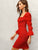 Square Neck Elasticized Sleeve Shirred Dress