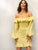 Foldover Front Lantern Sleeve Shirred Dress Without Belt