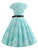 50s Leaf Print Belted Dress