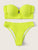 Neon Lime Underwire Bustier Top With High Leg Bikini Set