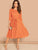 Scallop Trim Belted Flare Dress