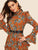 Leopard & Chain Print Tiered Dress With Belt