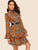 Leopard & Chain Print Tiered Dress With Belt