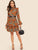 Leopard & Chain Print Tiered Dress With Belt