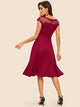 70s Bow Front Cutout Yoke Dress