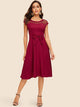 70s Bow Front Cutout Yoke Dress