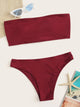 Plain Cut-out Bandeau Bikini Set