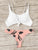 Knot Front Top With Leaf Print Bikini Set