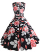 50s Floral Print Zipper Belted Dress