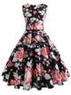 50s Floral Print Zipper Belted Dress