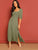 Tied Ruffle Neck Smocked Split Maxi Dress