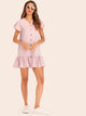 Single-breasted V-neck Ruffle Hem Dress